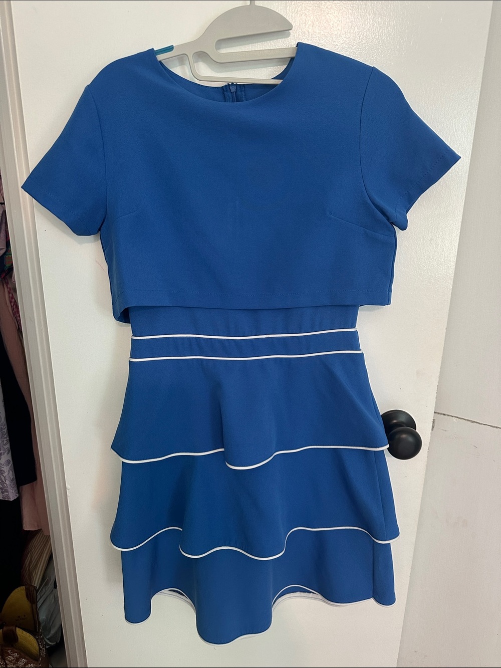 Girls boutique size 14 16 Royal Blue Tiered Peplum Dress - Classic Short Sleeve